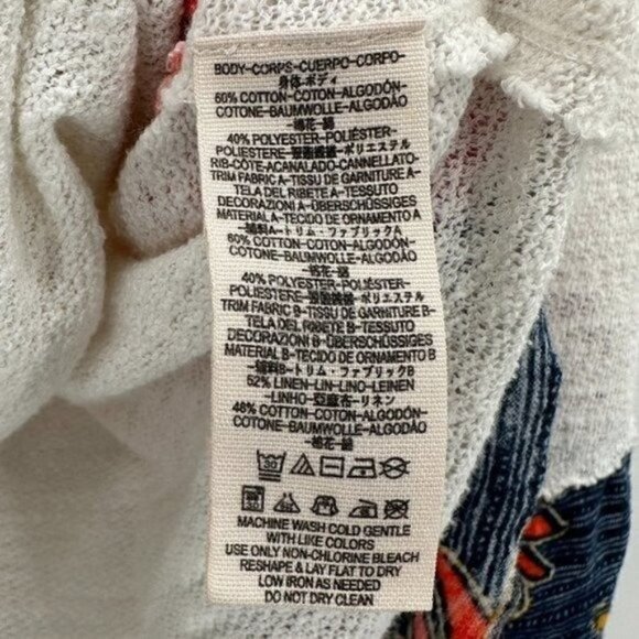 Free People White Friday Fever Coastal Cowgirl Dolman Patchwork Boho Small Top - Picture 5 of 9